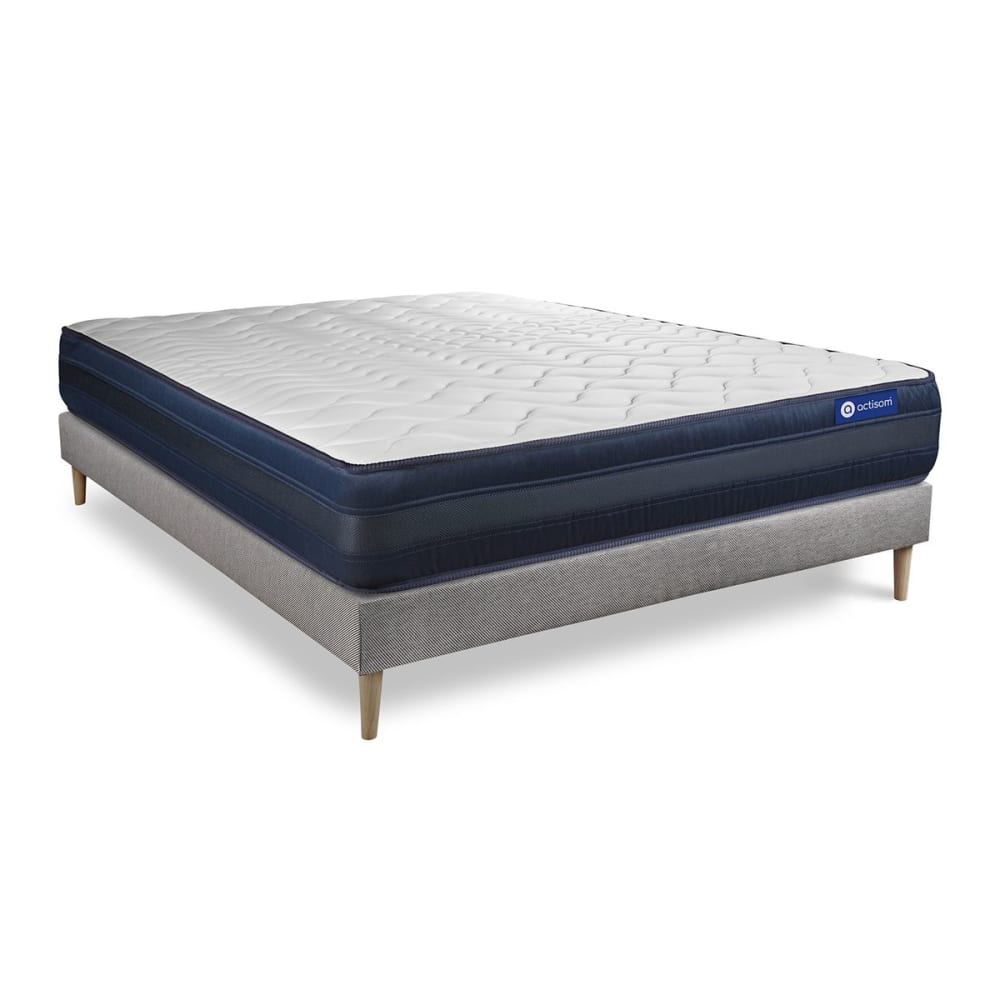 Ensemble 120x200 matelas mémoire de forme sommier kit gris - Maisons du Monde