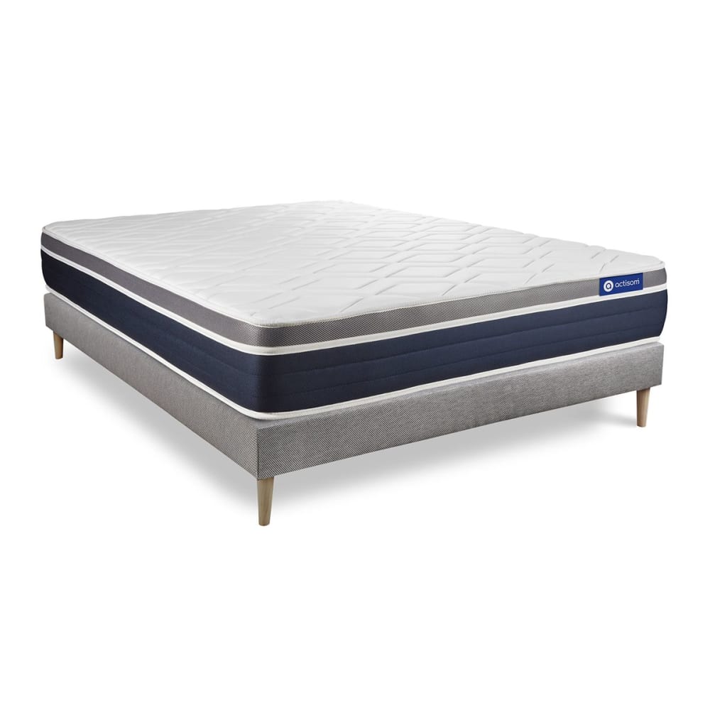 Ensemble 120x200 matelas mémoire de forme sommier kit gris - Maisons du Monde