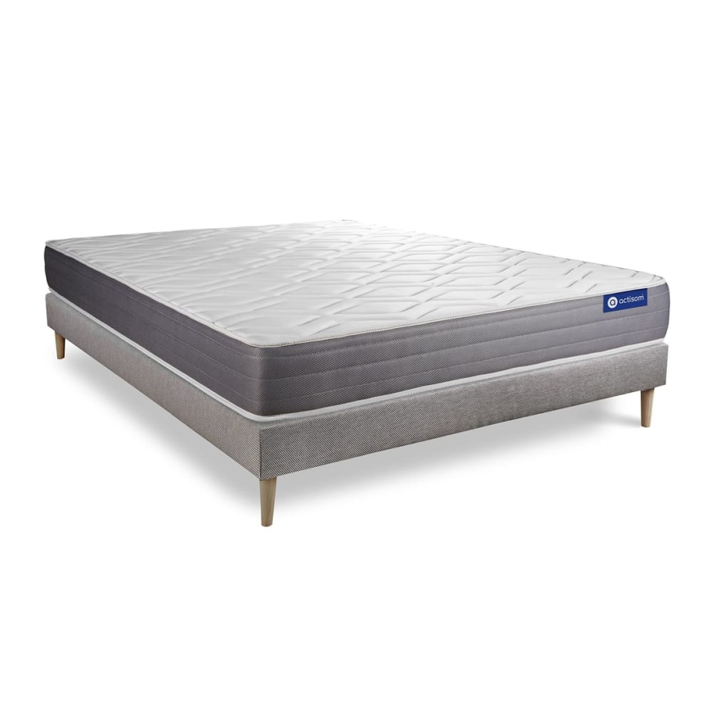 Ensemble 120x190 Matelas Mémoire de forme Sommier kit Gris