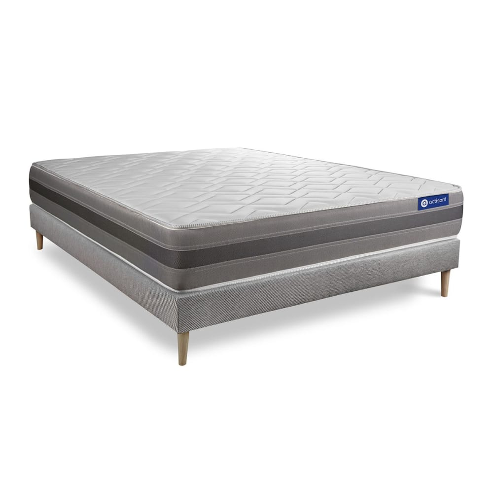 Ensemble 120x190 matelas mémoire de forme sommier kit gris - Maisons du Monde