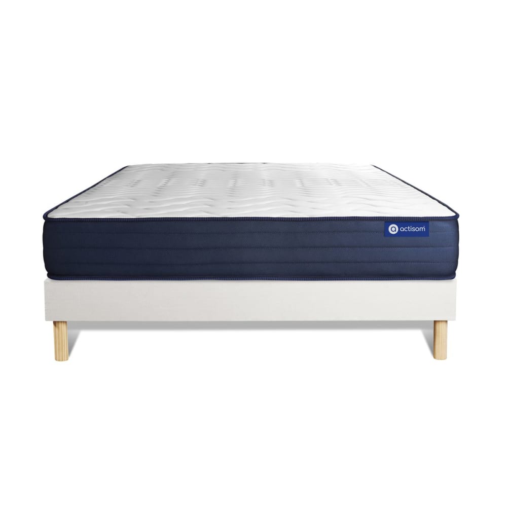 Ensemble 120x200 Matelas Hybride Sommier kit Blanc