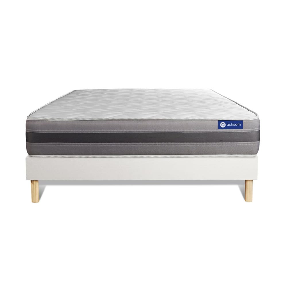 Ensemble 120x190 Matelas Hybride Sommier kit Blanc