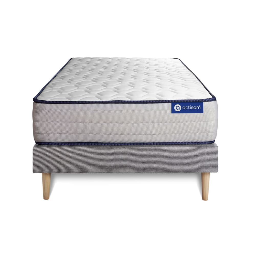 Ensemble 80x200 matelas mémoire de forme sommier kit gris - Maisons du Monde