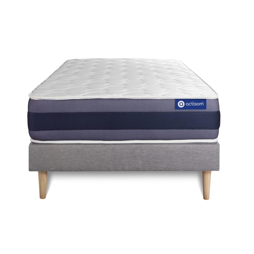 Ensemble 80x190 matelas latex et mémoire de forme sommier kit gris - Maisons du Monde