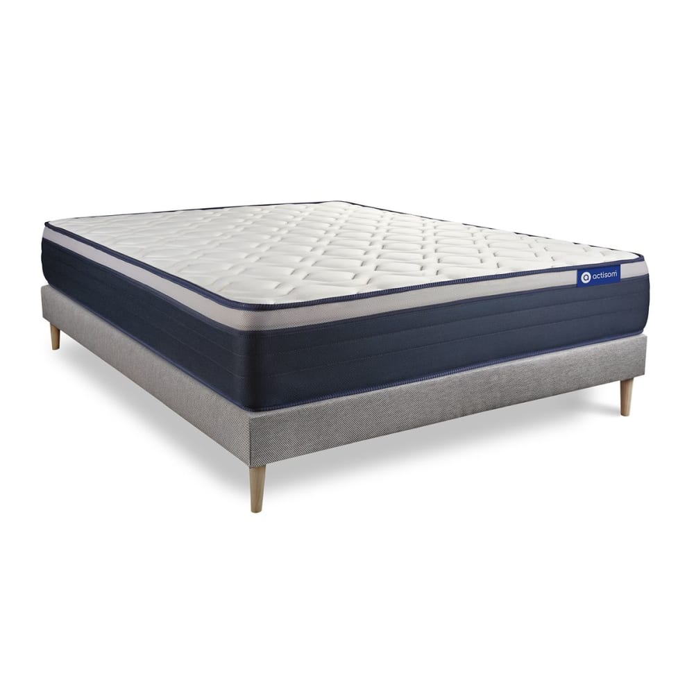 Ensemble 120x190 matelas hybride sommier kit gris - Maisons du Monde