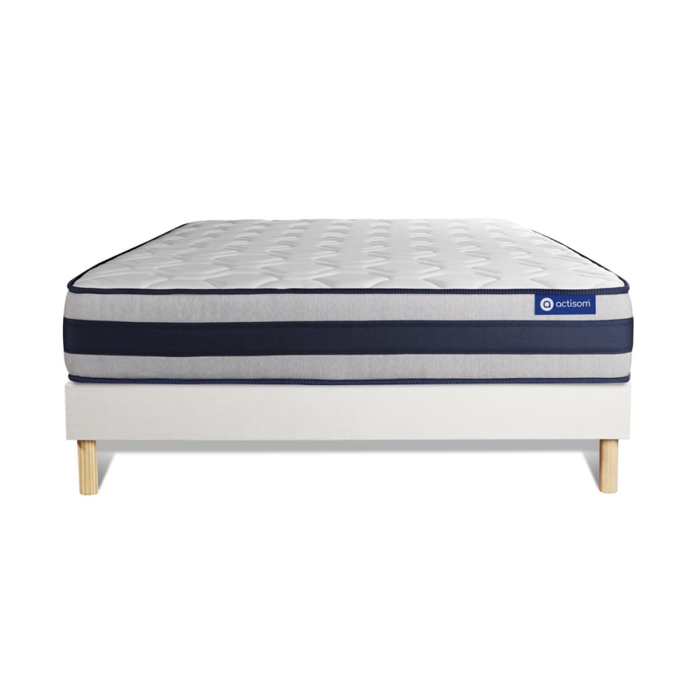 Ensemble 120x190 Matelas Mémoire de forme Sommier kit Blanc