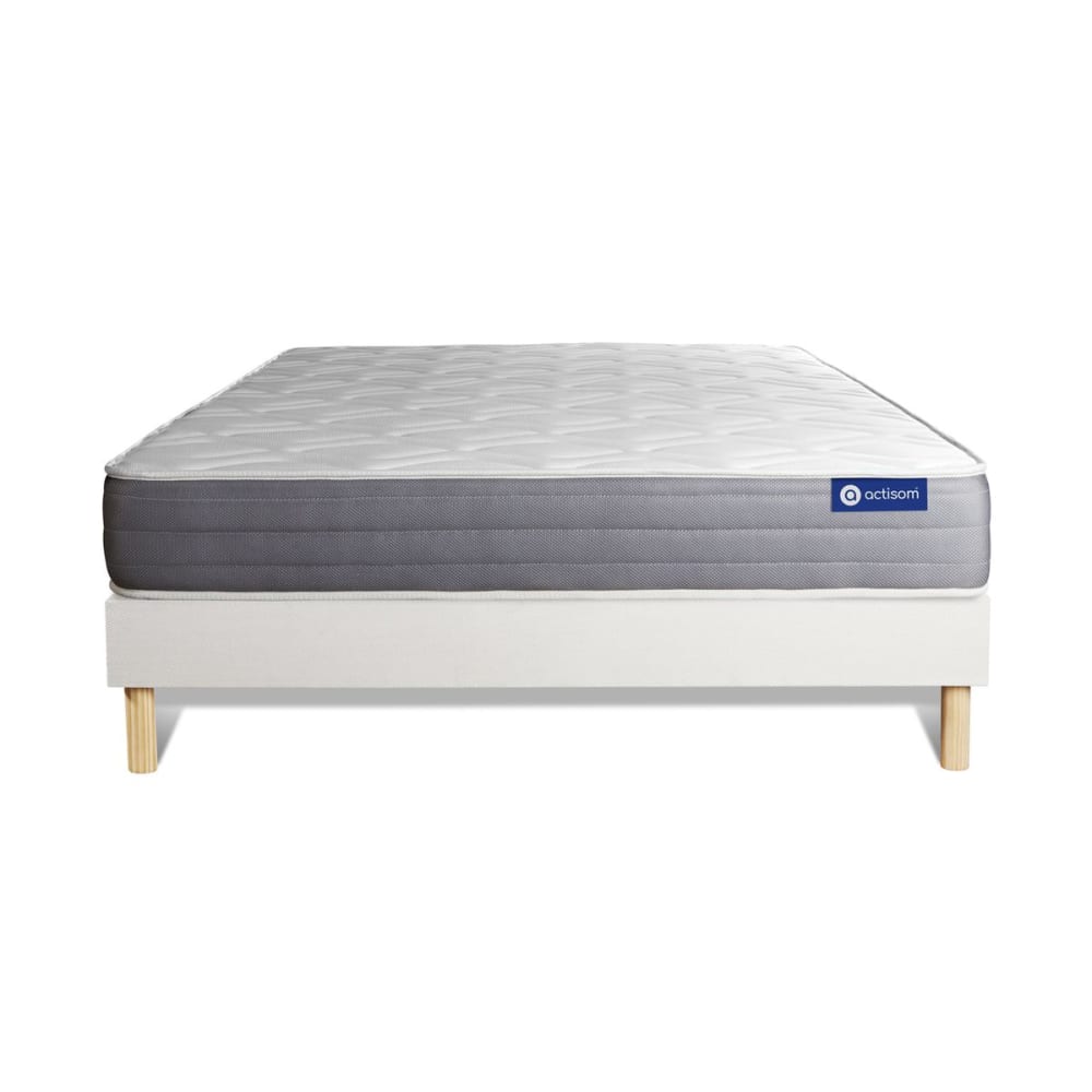 Ensemble 120x200 Matelas Hybride Sommier kit Blanc