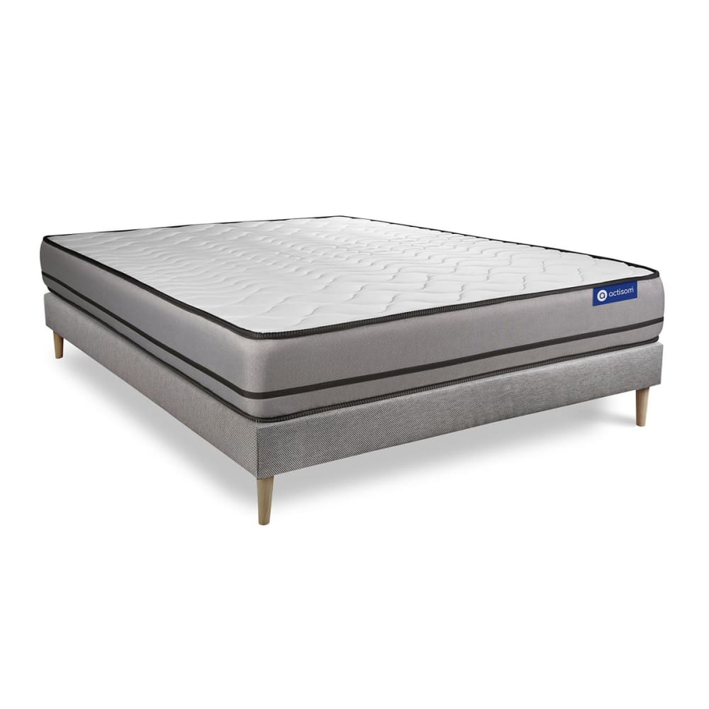 Ensemble 120x190 matelas ressorts ensachés sommier kit gris - Maisons du Monde