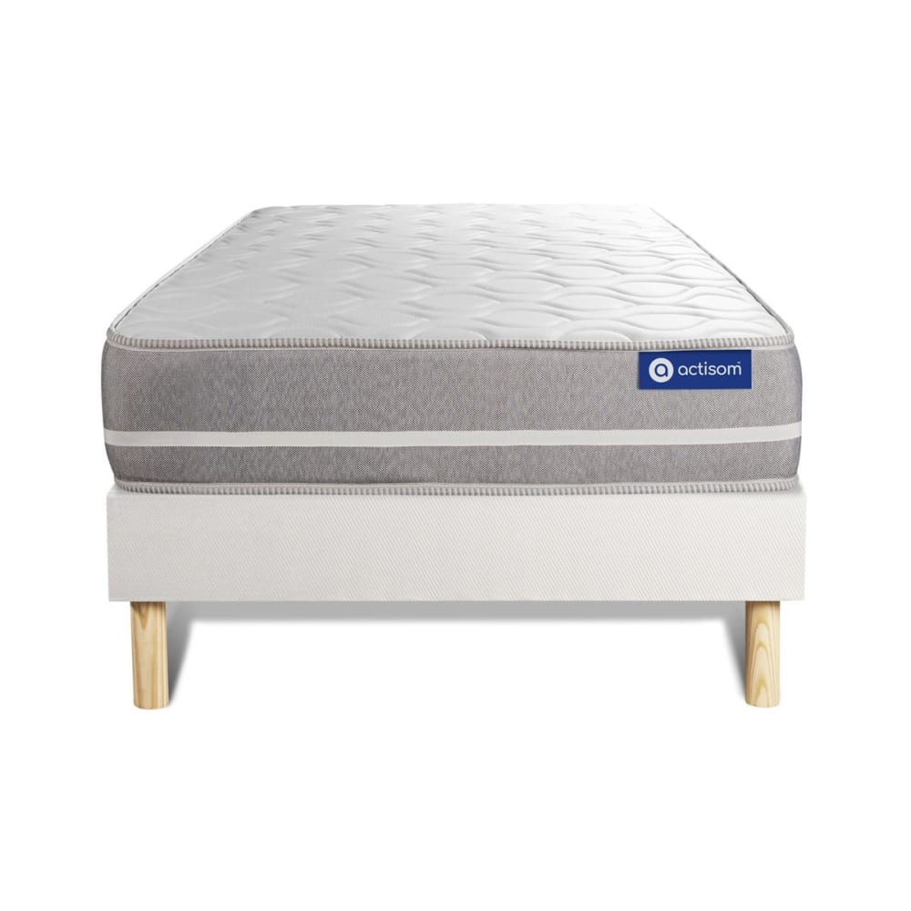 Ensemble 80x200 Matelas Ressorts ensachés Sommier kit Blanc
