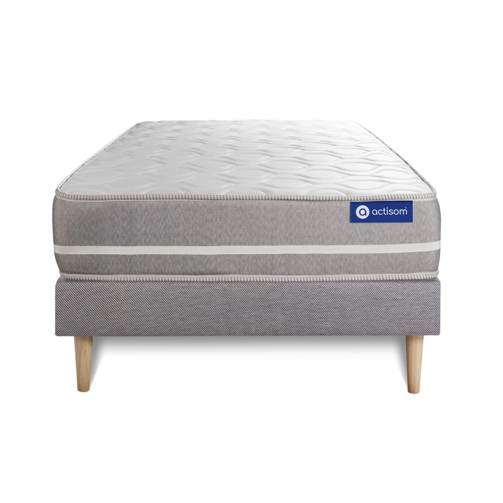Ensemble 80x190 Matelas Mémoire de forme Sommier kit Gris