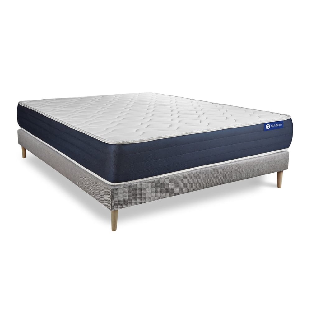 Ensemble 120x190 matelas mémoire de forme sommier kit gris - Maisons du Monde