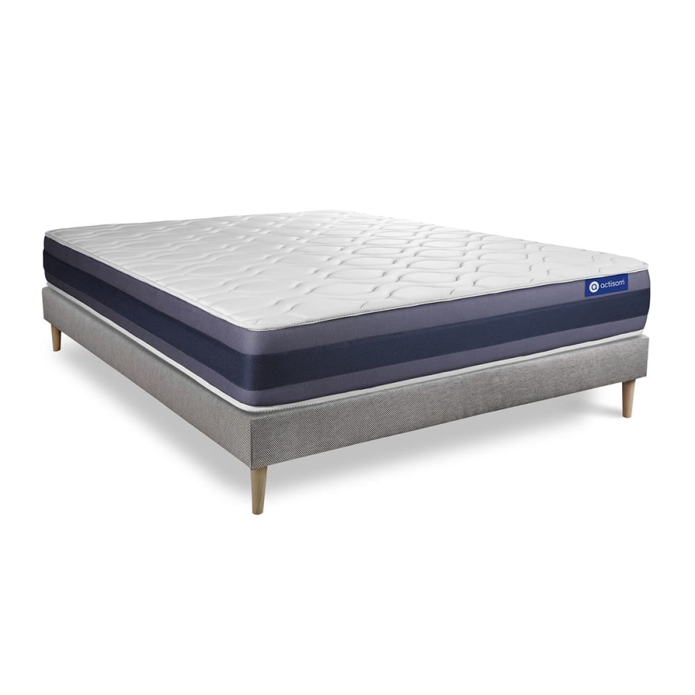 Ensemble 120x190 matelas latex et mémoire de forme sommier kit gris - Maisons du Monde