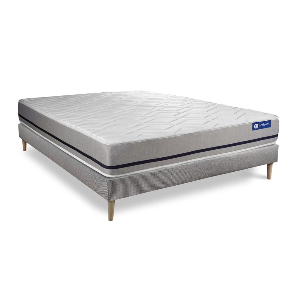 Ensemble 120x200 matelas mémoire de forme sommier kit gris - Maisons du Monde