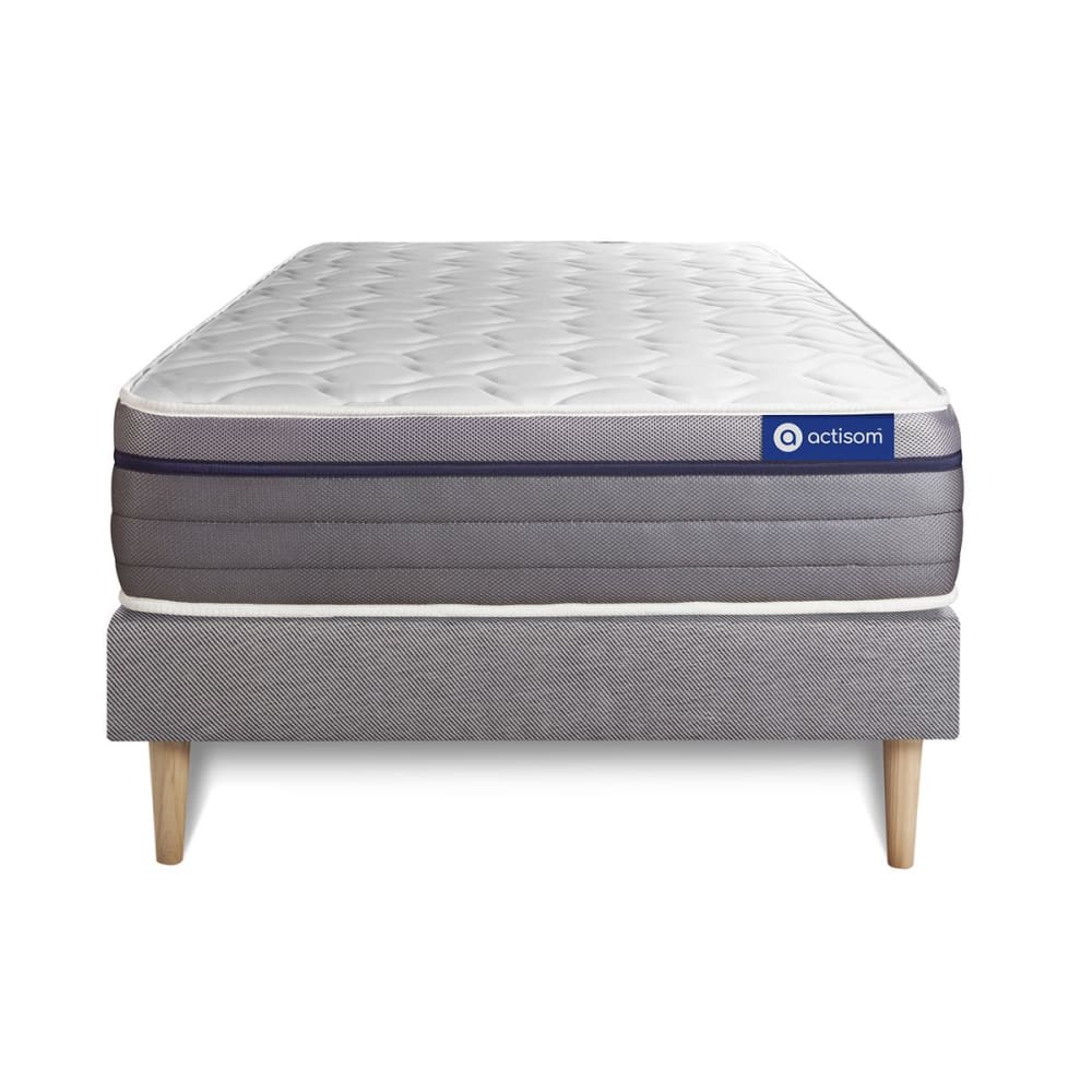 Ensemble 80x200 matelas mémoire de forme sommier kit gris - Maisons du Monde