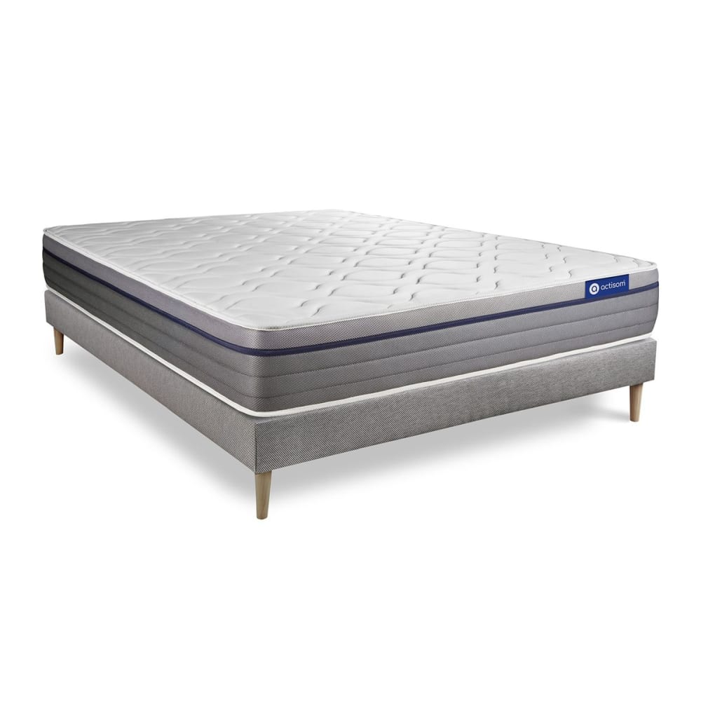 Ensemble 120x200 Matelas Hybride Sommier kit Gris