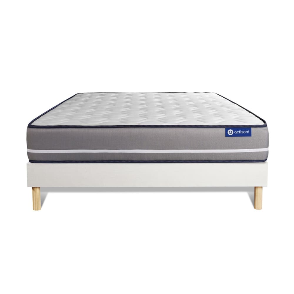 Ensemble 120x190 Matelas Ressorts ensachés Sommier kit Blanc