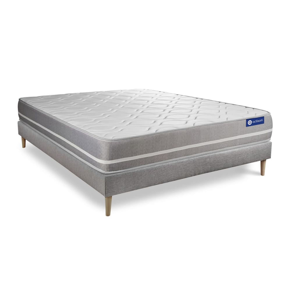 Ensemble 120x190 Matelas Ressorts ensachés Sommier kit Gris