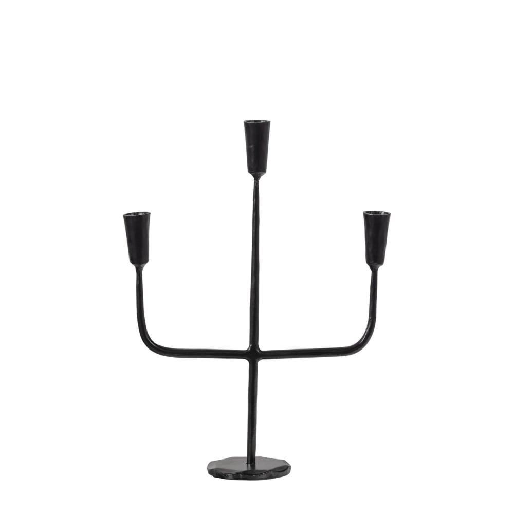 Portavelas de metal con 3 velas negras h40
