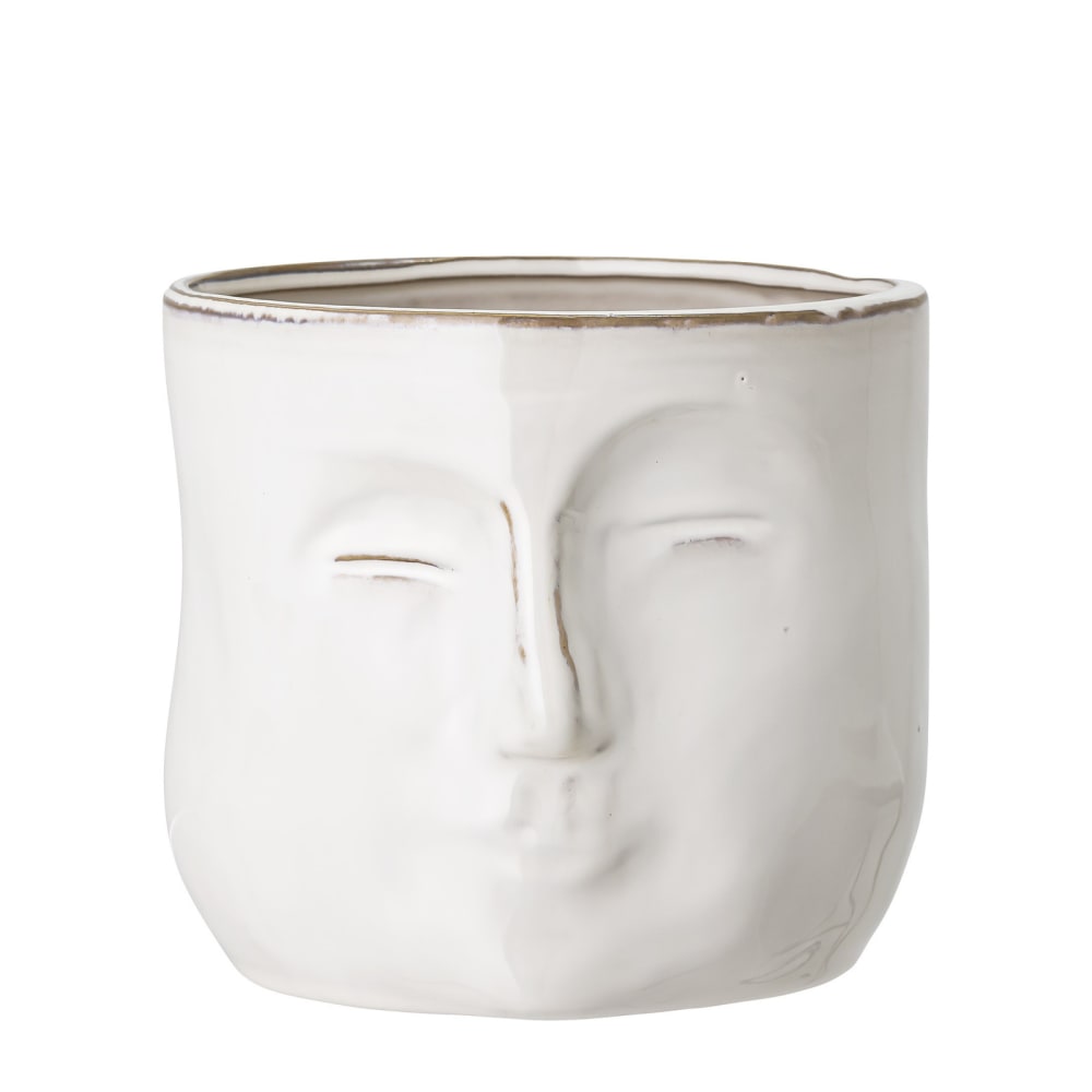 macetero de gres blanco