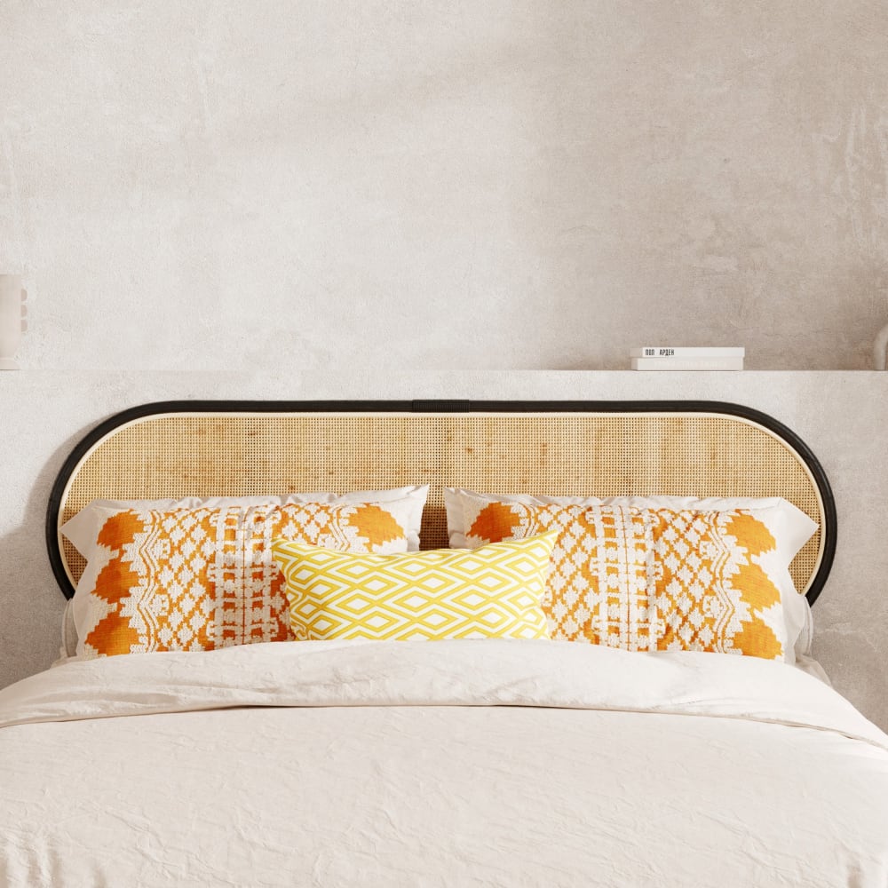 Tête de lit en rotin naturel et noir 140 cm