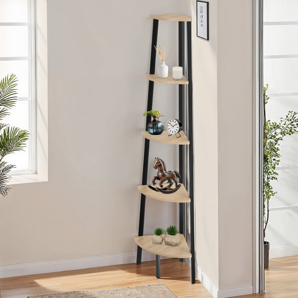 Scaffale angolare stile industriale 34x34x158,5 legno chiaro - Marrone - Pannello di particelle