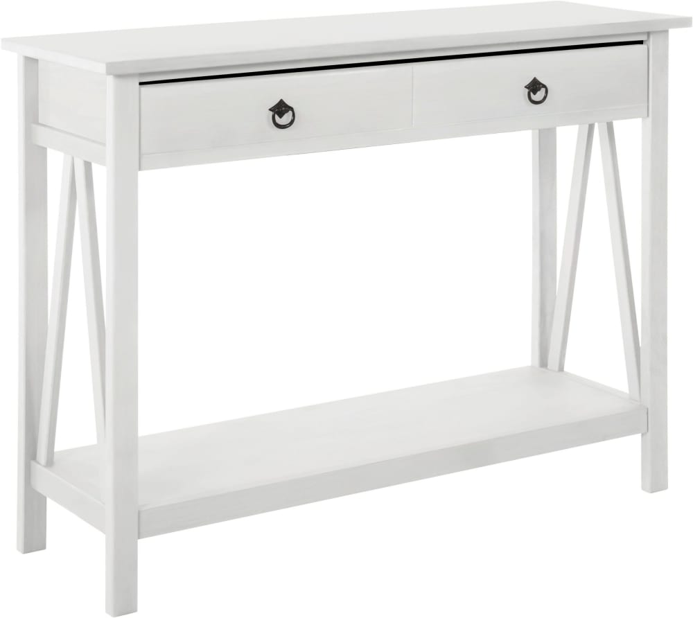 Table console avec 1 tiroir en pin blanc - Maisons du Monde