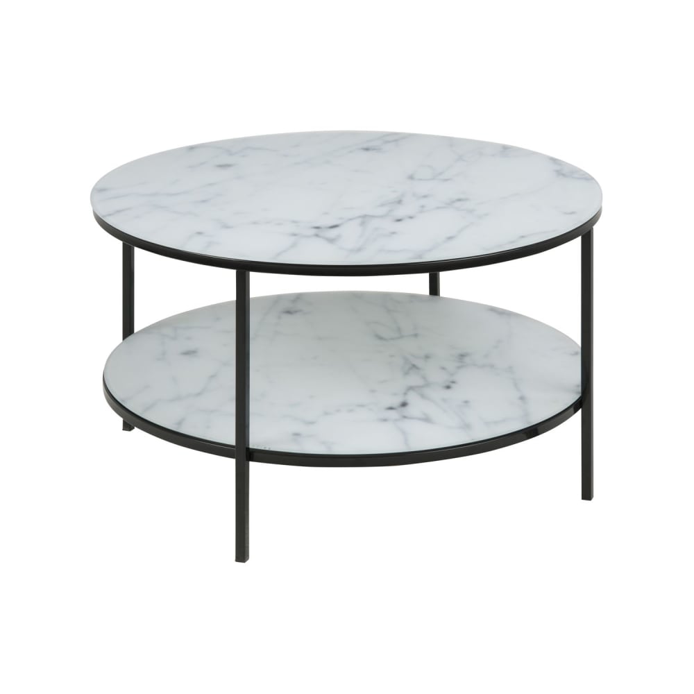 table basse ronde 2 niveaux - marbre verre