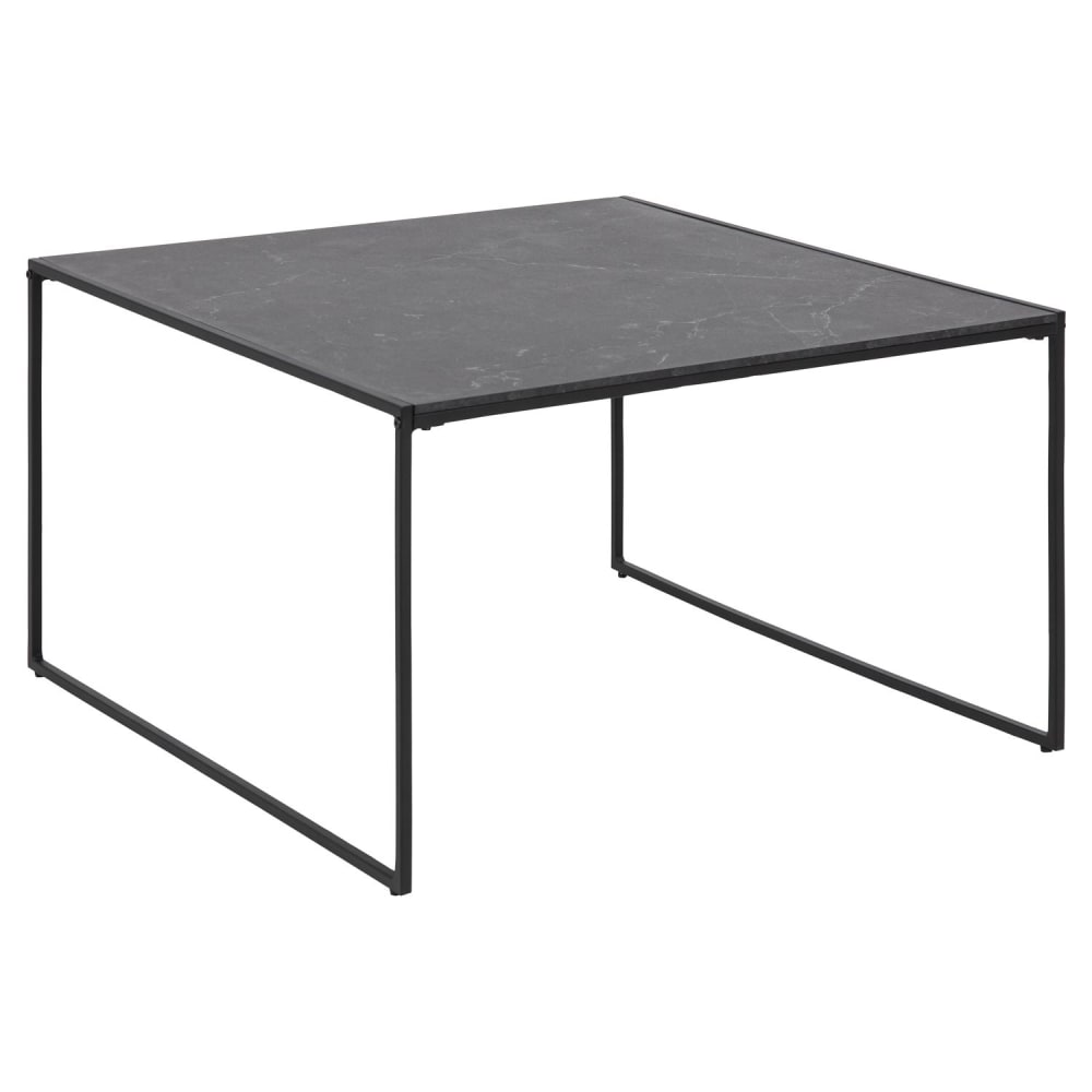 Toilinux Table basse carré effet marbre félice noir style contemporain Noir Panneau De Particules - 80x48x80cm