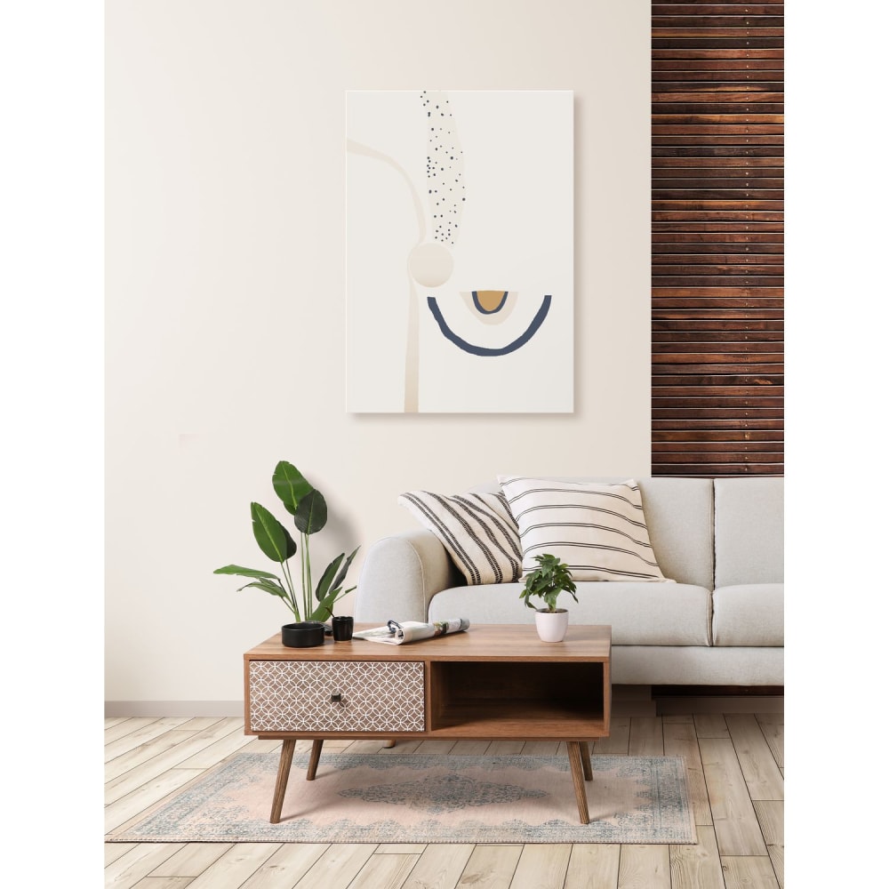 Table basse en mdf 1 tiroirs et 1 niche ouverte beige