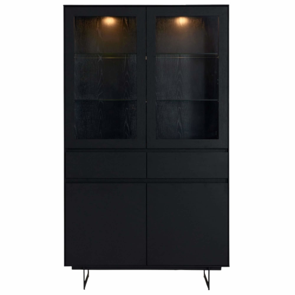 Vitrine+4+portes+2+tiroirs++effet+bois+chene+noir