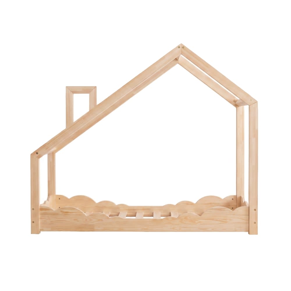Adeko Kids Kinder-Hausbett Luna D Massives Kiefernholz 90x200 Beige Baby