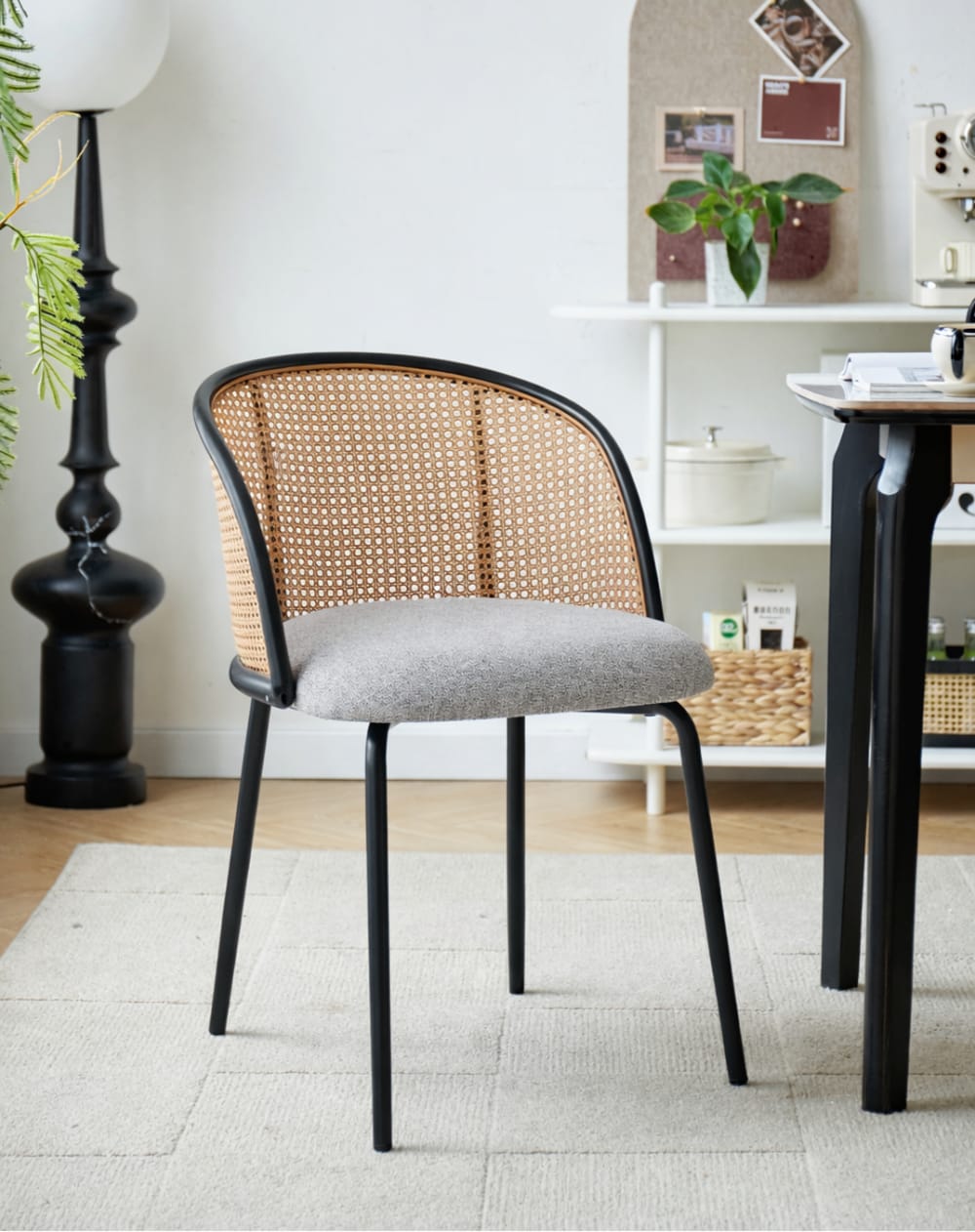 Nordlys Esszimmerstühle (2er Set) aus Metall und Rattan Grau style modern Grau Öko-Tex Zertifikat Rattan