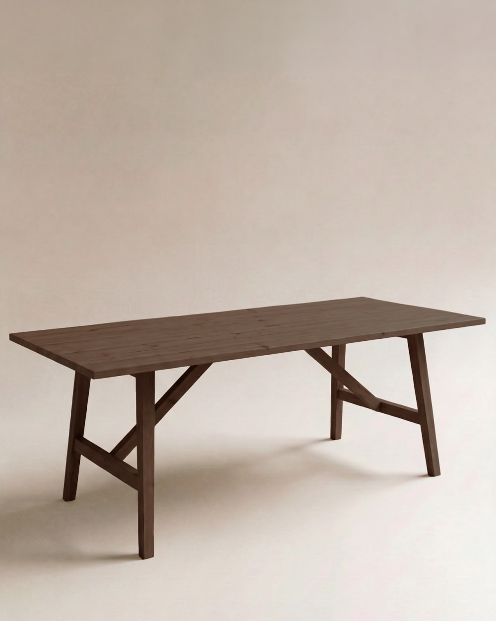 Mesa de comedor de madera maciza en tono nogal de 200x75cm