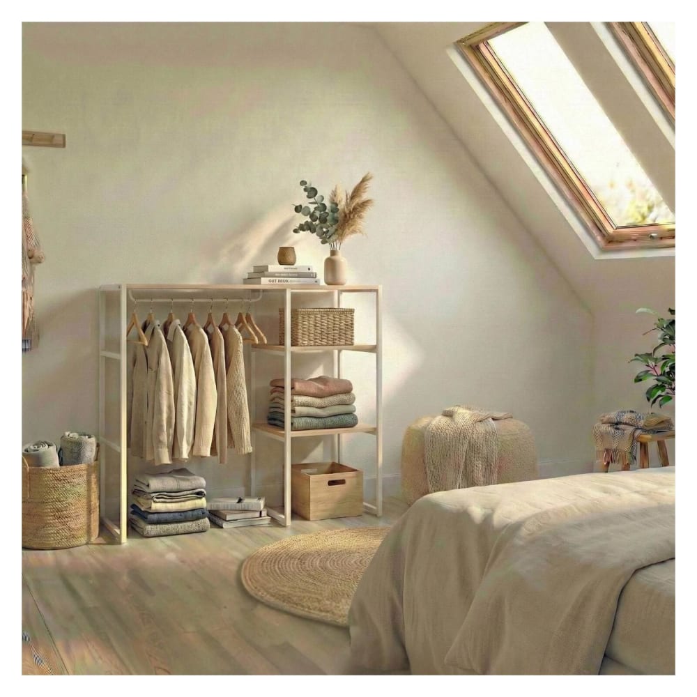 Portant vêtements sous combles  penderie et étagères 100x85cm