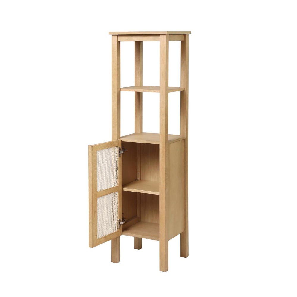 Colonne de salle de bain sur pieds chêne  145cm porte cannage