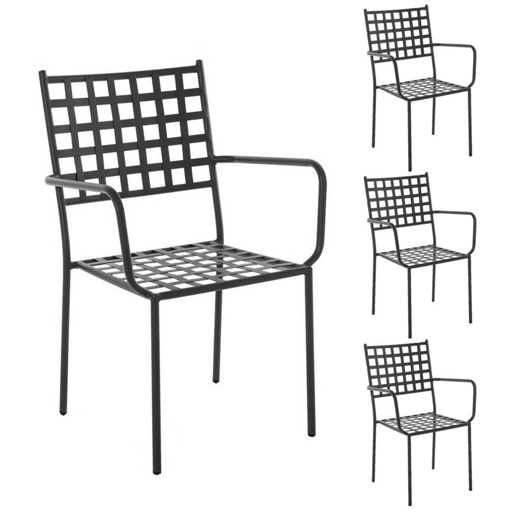 Pack 4 silla de jardín cartago negra