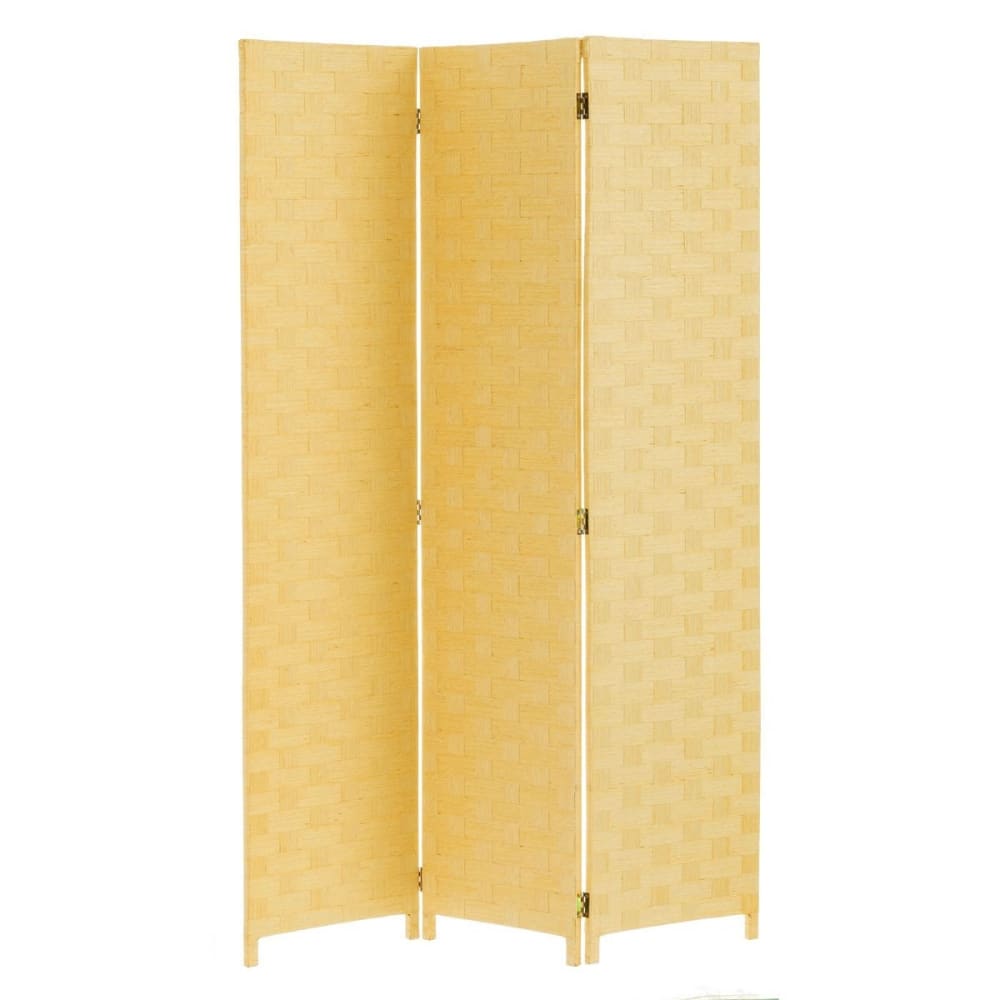 Biombo de papel trenzado beige de 120x175 cm