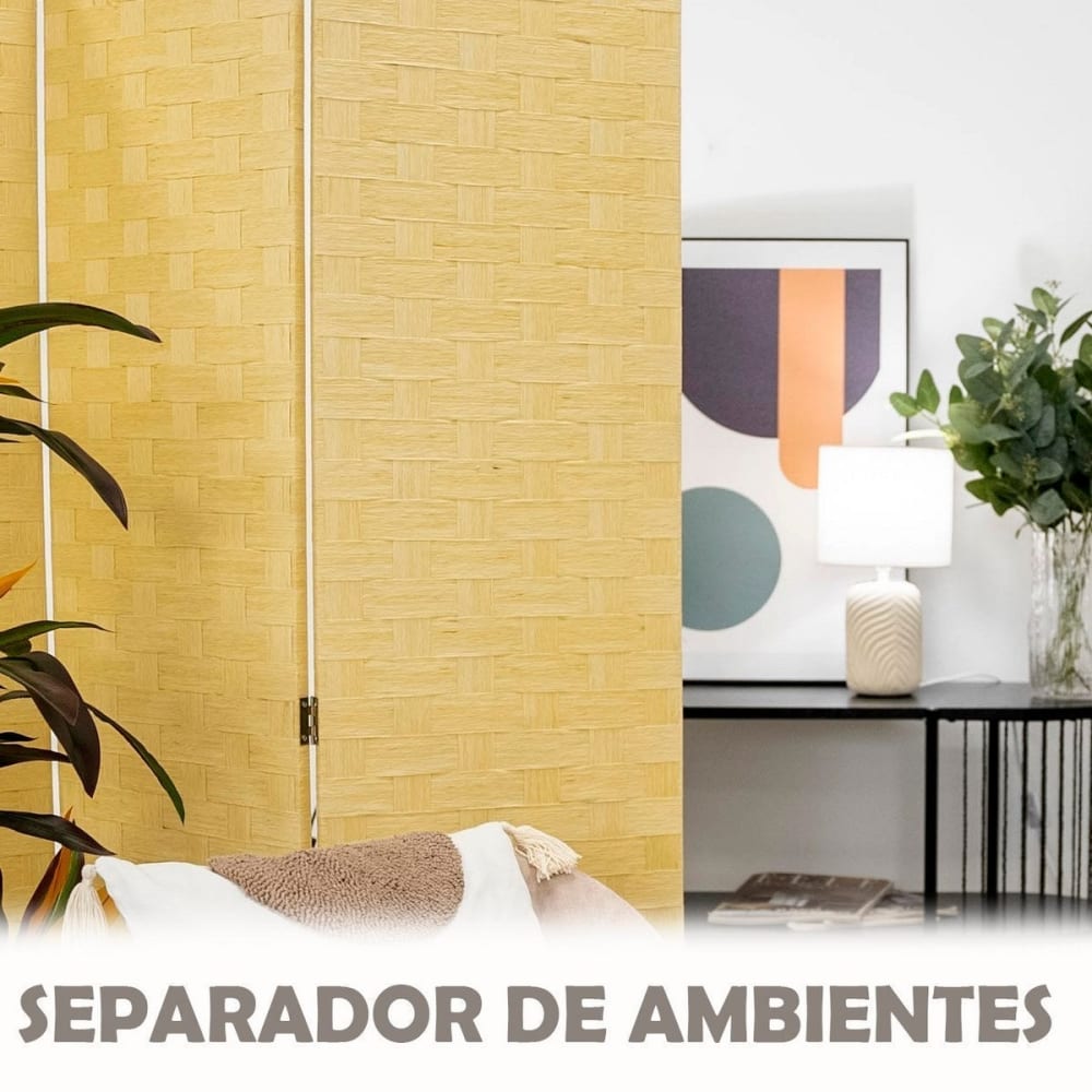 Biombo de papel trenzado beige de 120x175 cm - Maisons du Monde