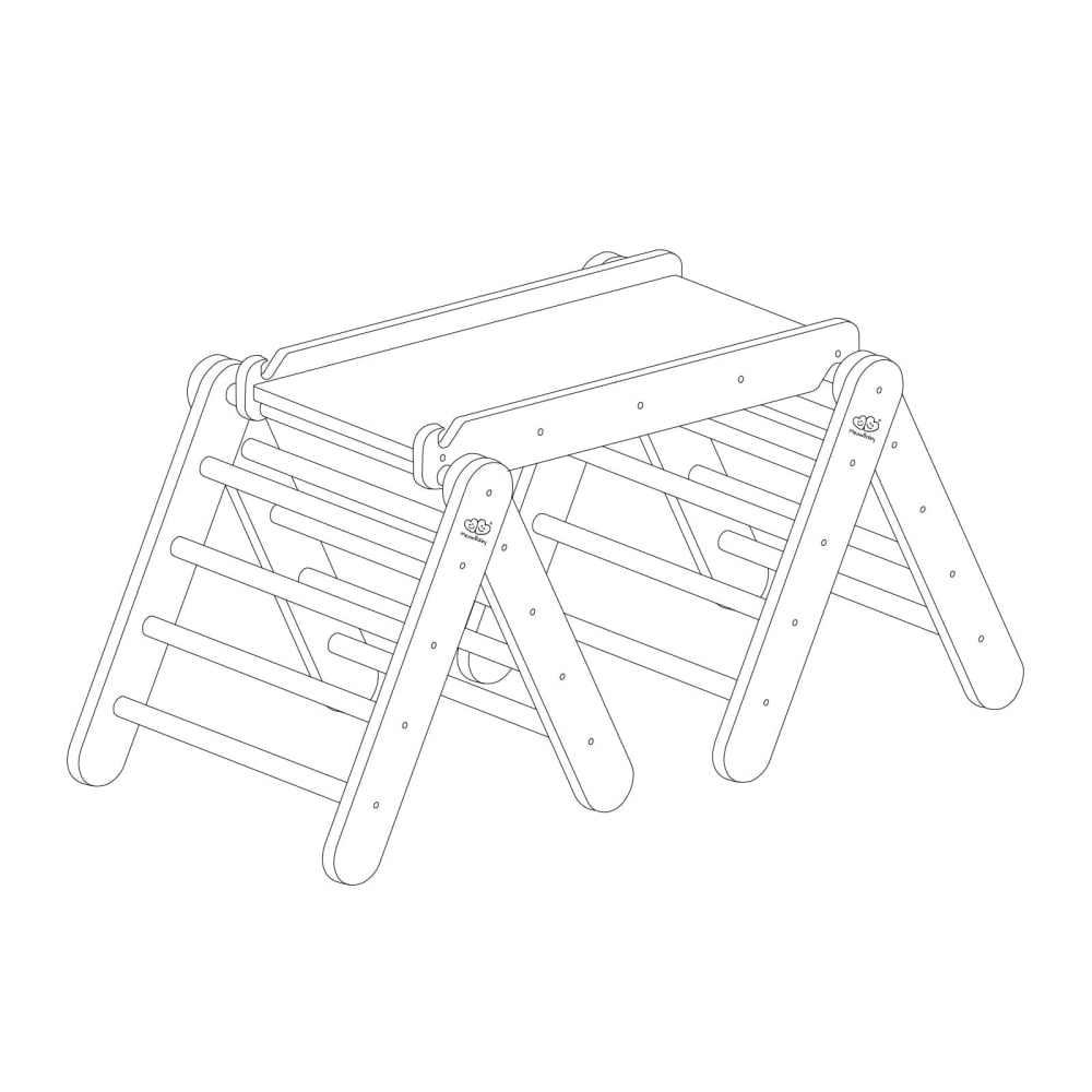 Triangolo da arrampicata con scivolo e parete da arrampicata