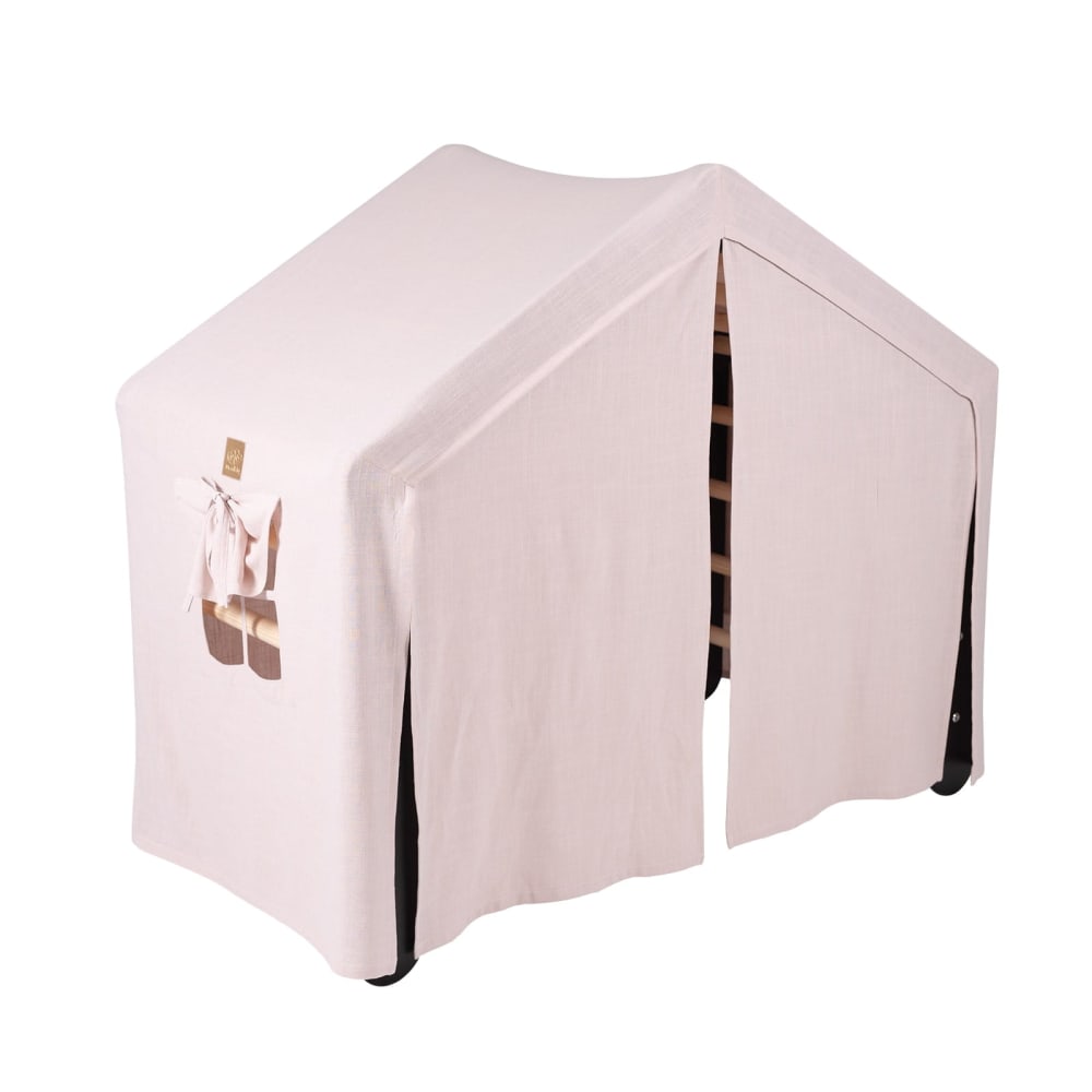 Casa grande con escalera plegable para niños negro, carpa rosa - Maisons du Monde
