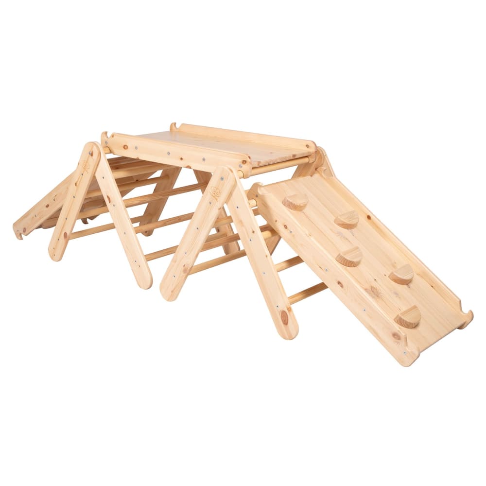 Triangolo da arrampicata con scivolo e 3 pareti da arrampicata,