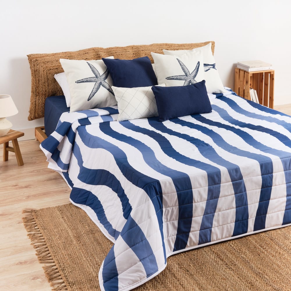 Colcha boutí acolchada 100 gr azul cobalto 190x270 cm