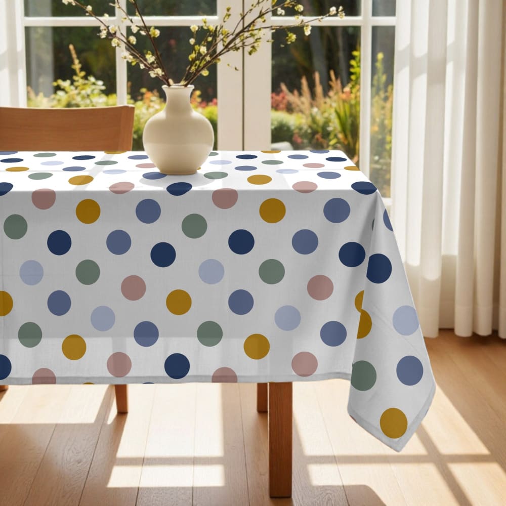 Nappe anti-taches en coton à pois multicolores 180x300 cm