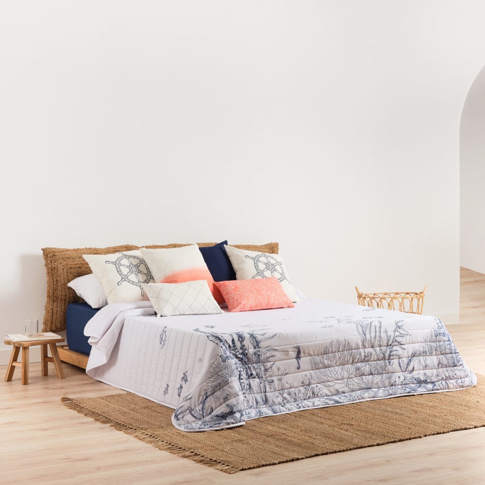 Colcha boutí acolchada 100 gr azul cobalto 235x270 cm - Maisons du Monde