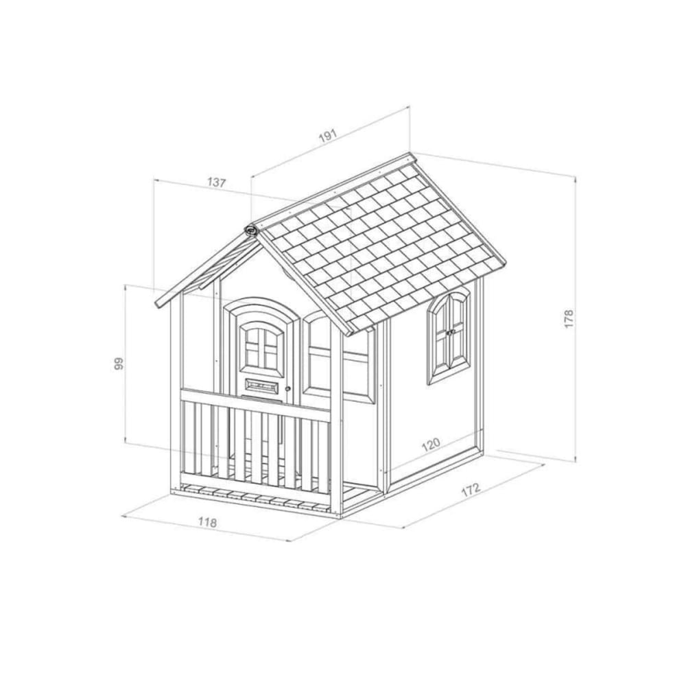 Spielhaus aus FSC Holz mit Fenstern & Veranda, braun/grün -