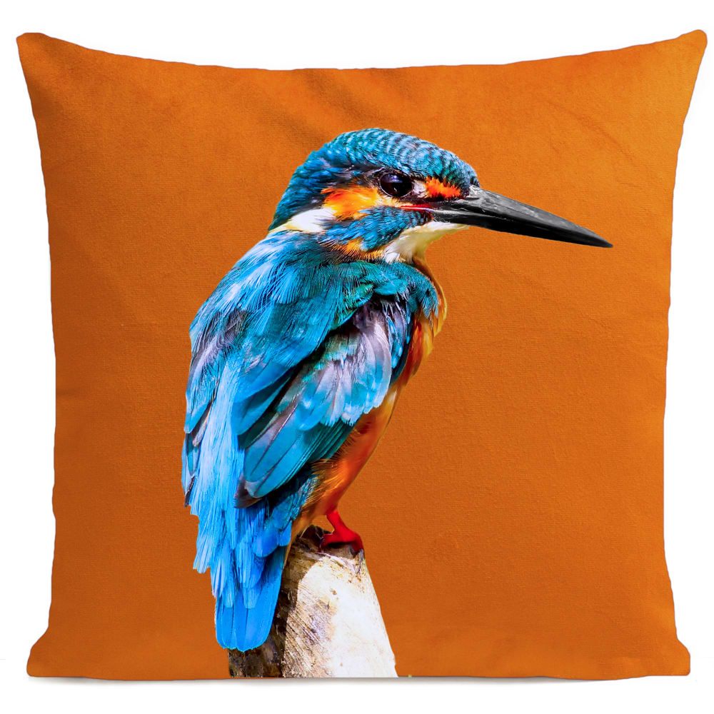 Coussin oiseau bord de mer suédine orange 40x40cm