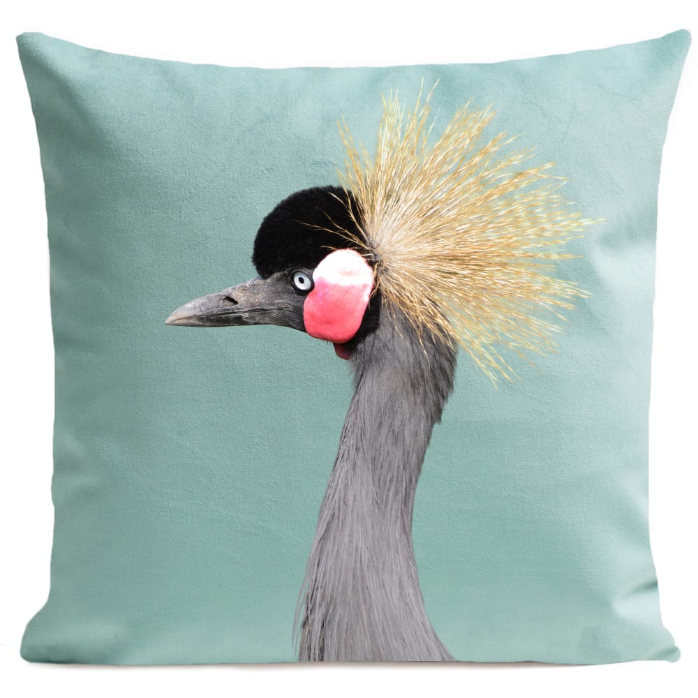Coussin campagne oiseau suédine bleu 40x40cm