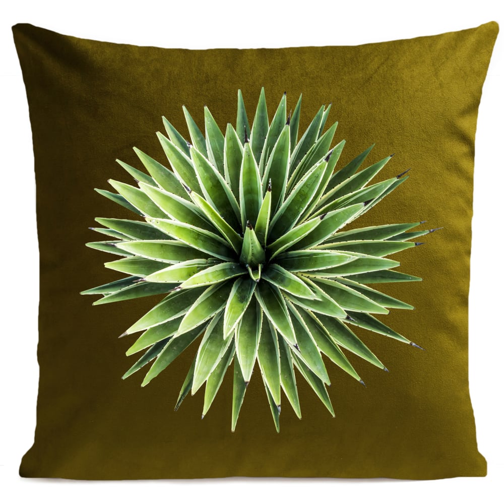 Coussin tropical yucca suédine vert 40x40cm