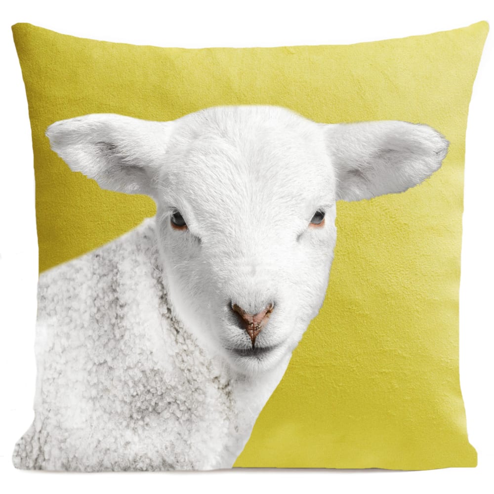 Coussin enfant velours jaune 40x40cm
