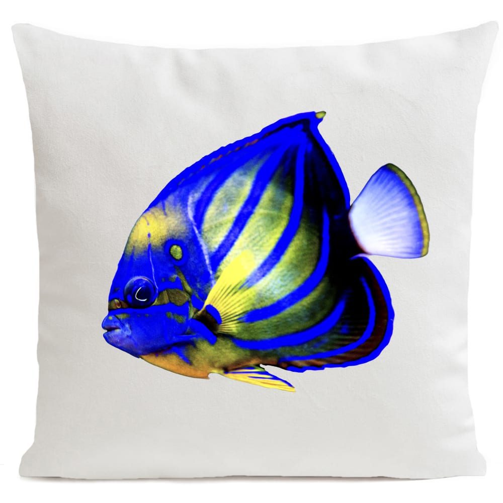 Coussin bord de mer poisson suédine blanc  40x40cm